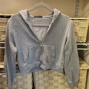 Gray brandy melville cropped zip up.